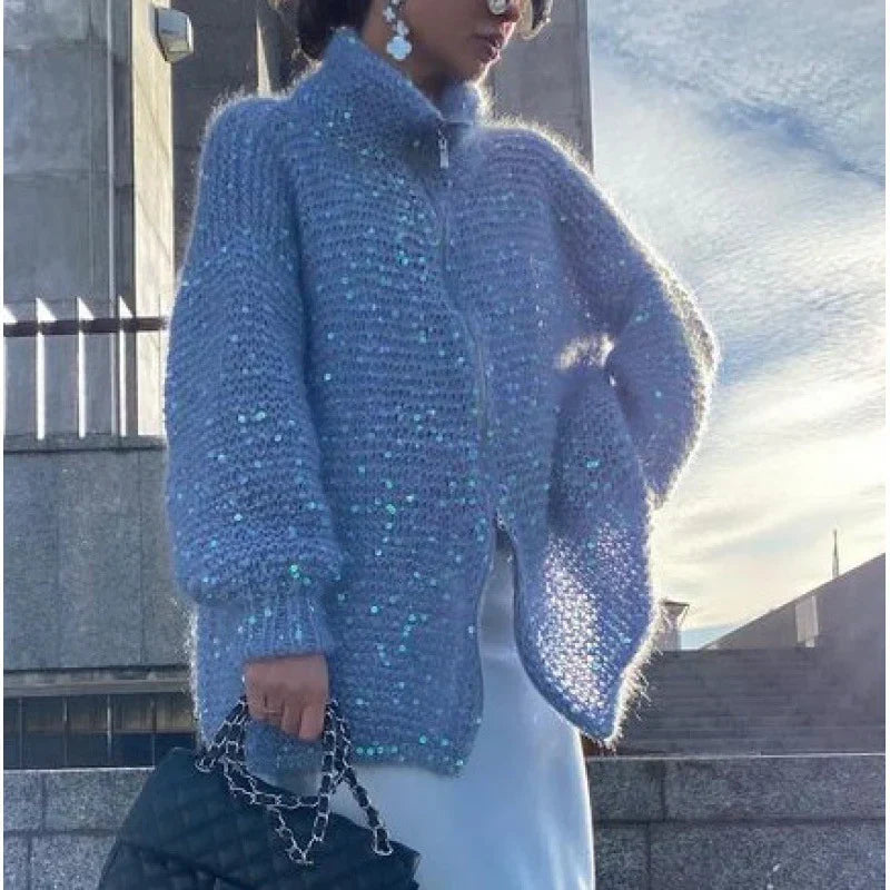 Gilet Femme Chic Pailleté Élégant