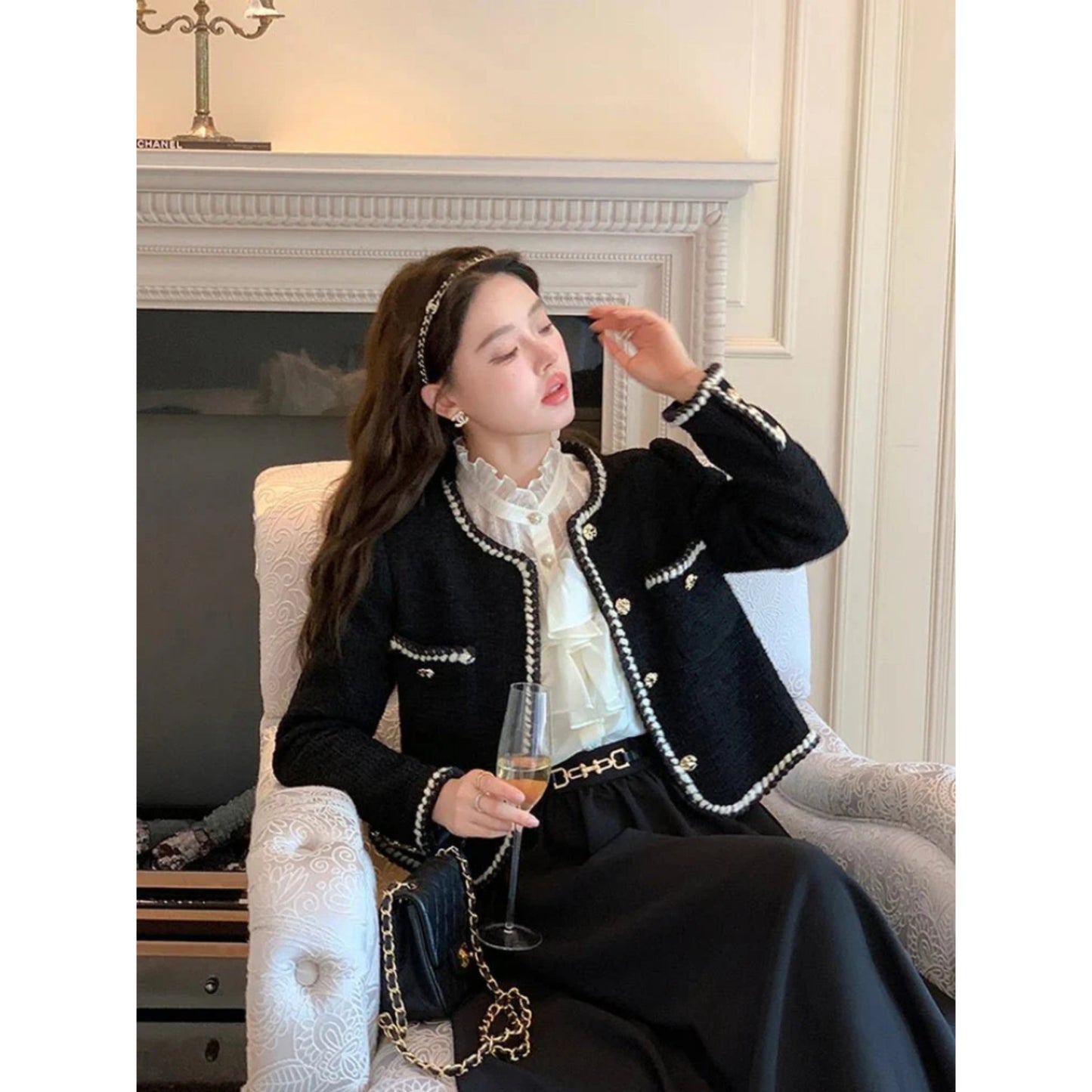 Veste Femme Élégante Noir Métallisé - luxestyle