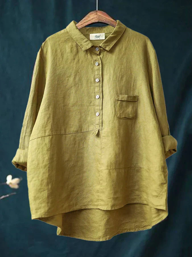 Chemise Lin Élégante Manches Longues Femmes