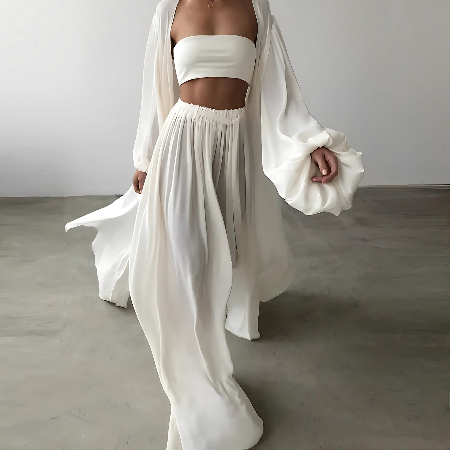 Ensemble Trois Pièces Élégant avec Pantalon Fluide pour Femme | Parfait pour l'Été Chic