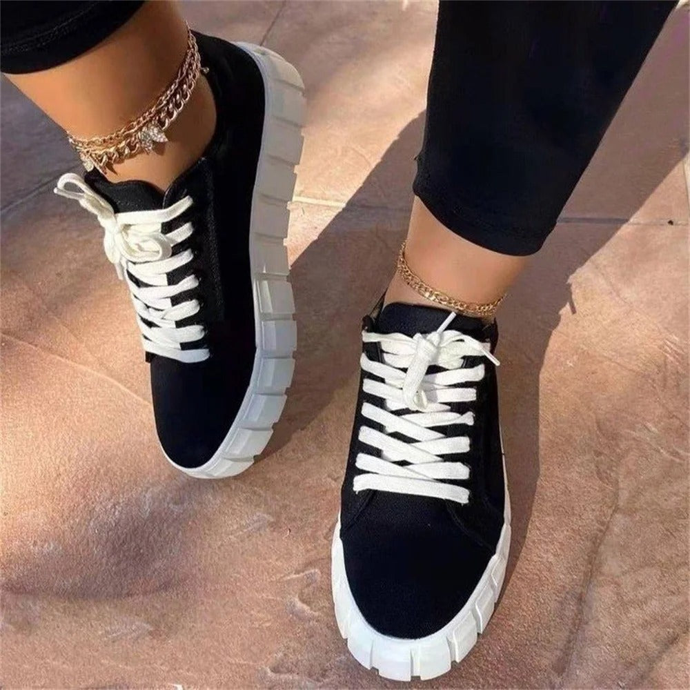 Baskets Confortables pour Femme avec Lacets et Semelle Souple