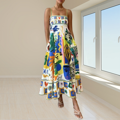 Robe Lin Élégante Femme Taille Midi
