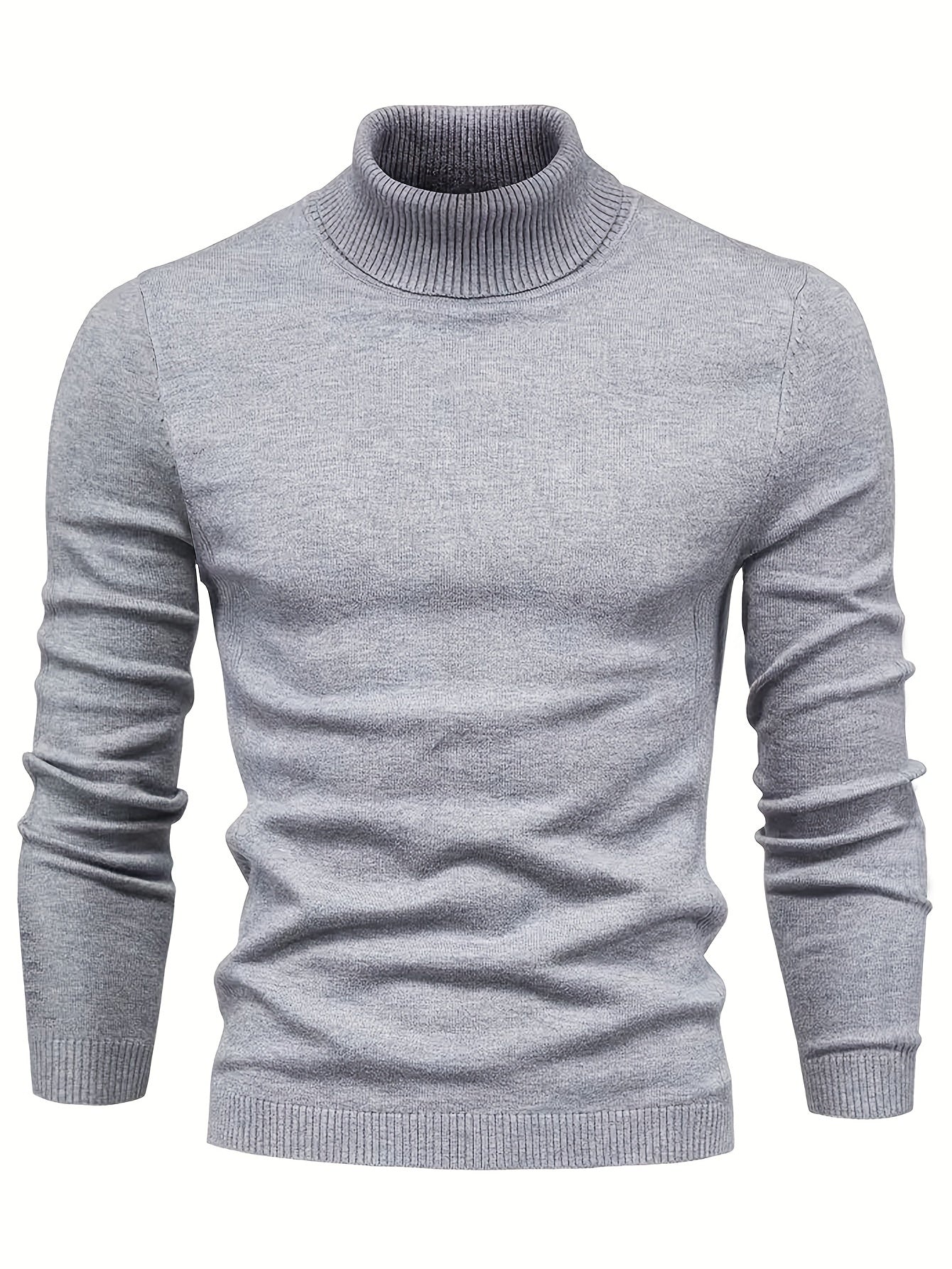 Pull Homme Col Roulé Slim Gris Cachemire - LuxeStyle