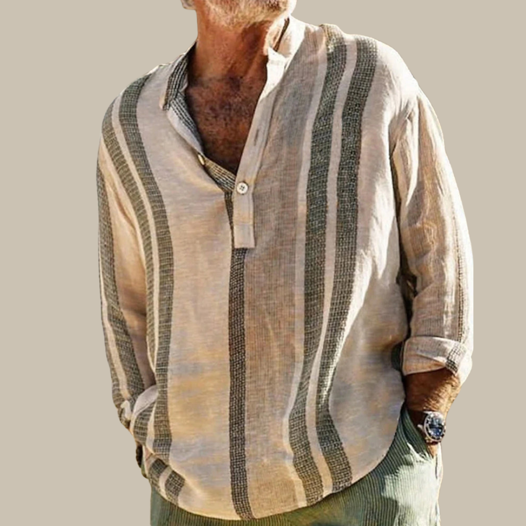 Chemise Homme Lin Élégant Manches Longues - LuxeStyle
