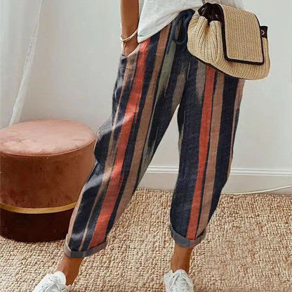 Pantalon décontracté rayé coloré femme - LuxeStyle