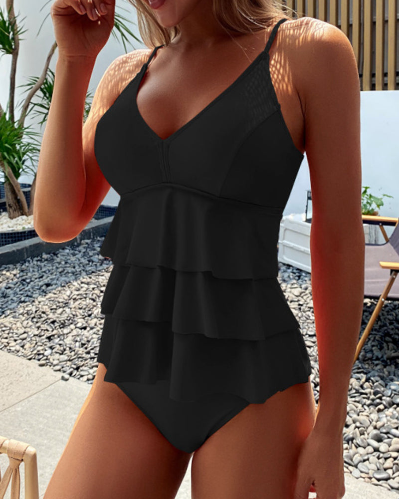 Maillot de bain femme élégant corail avec froufrous