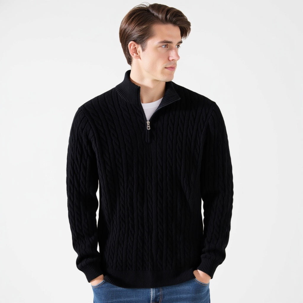 Pull Homme Chic à Col Montant en Laine Mélange