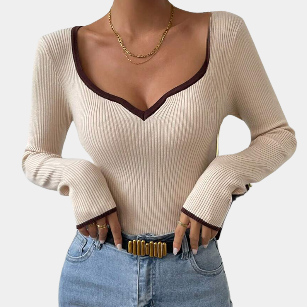 DENISE - Pull à Col en V Moderne pour Femmes