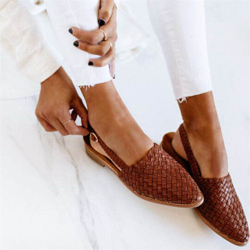 Chaussures décontractées en cuir brun femme - LuxeStyle