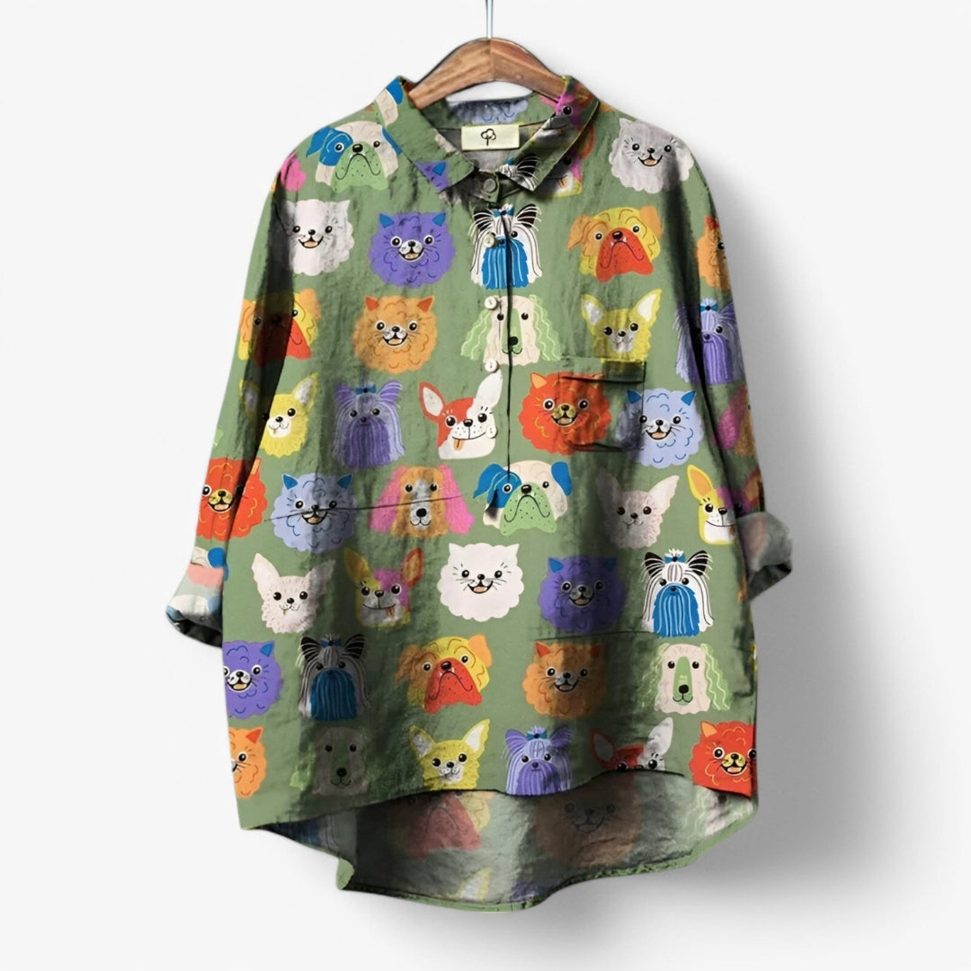 Chemise Amusante Avec Chiens Et Manches Longues