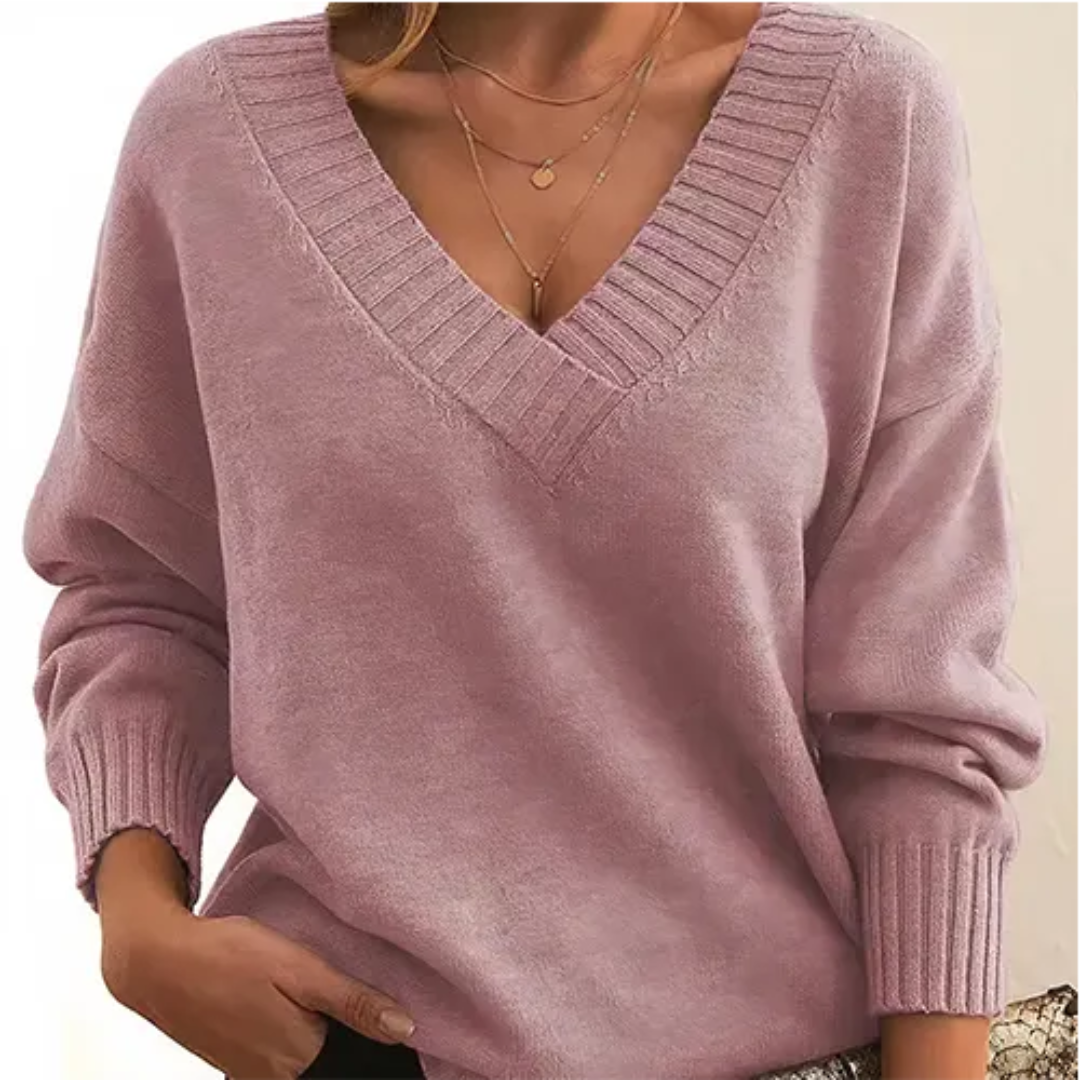 Pull Femme Hiver Col V Décontracté