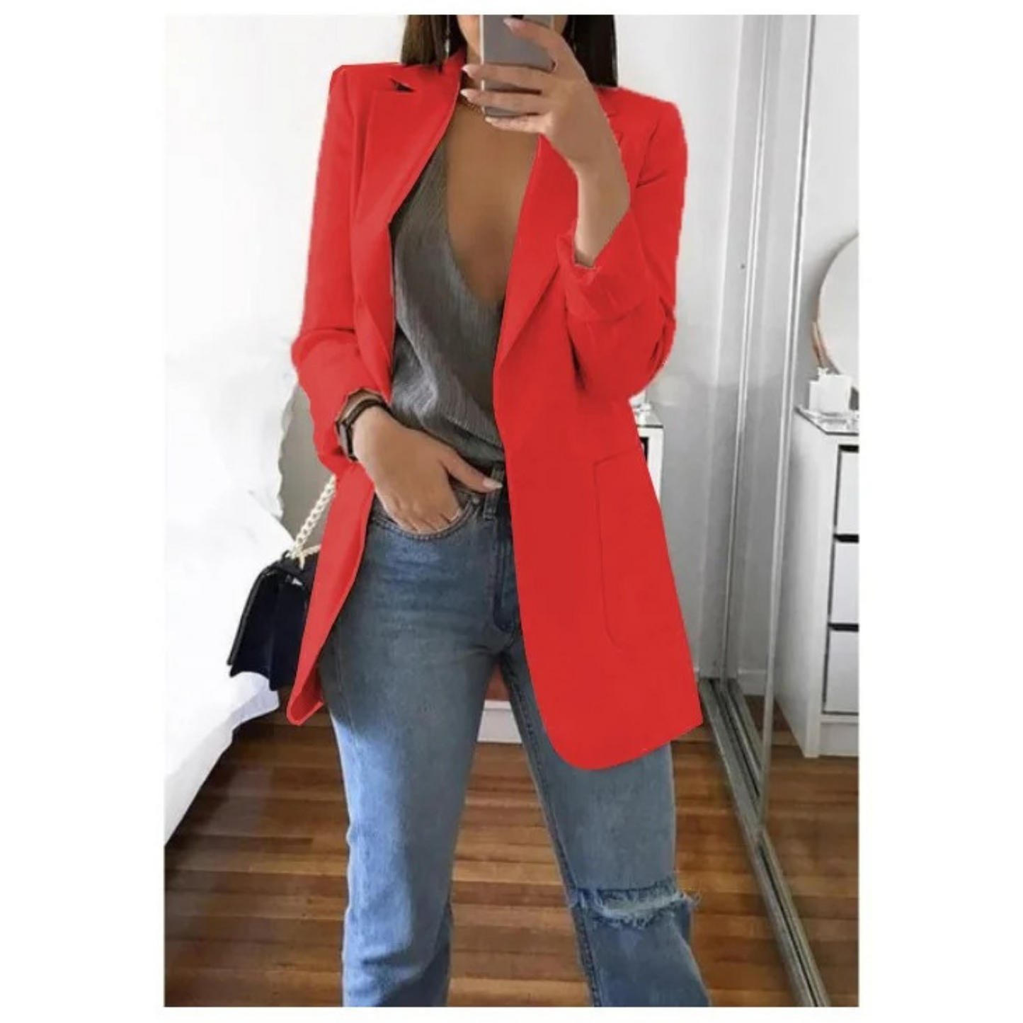 Veste Femme Bleu Ciel Décontractée à Manches Longues