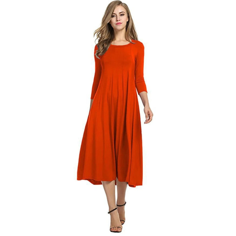 Robe Femme Élégante Mi-Longue Taille Parfaite