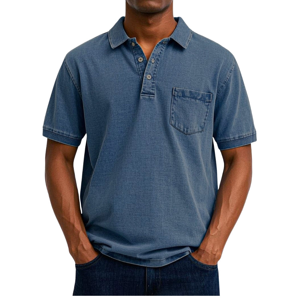 Chemise Homme Été à Manches Courtes avec Poche et Boutons