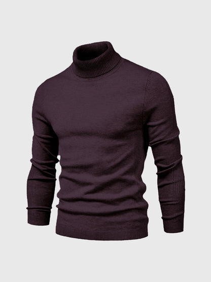 Pull Homme Blanc à Col Roulé Côtelé
