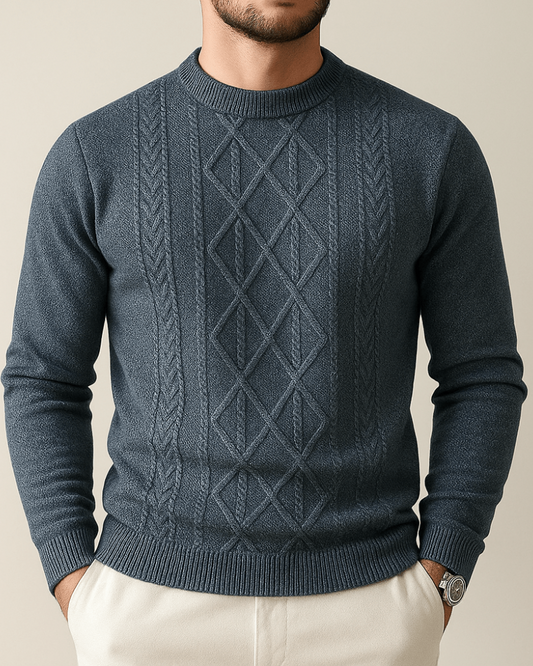 Pull Homme Laine Marine à Motif Texturé - LuxeStyle