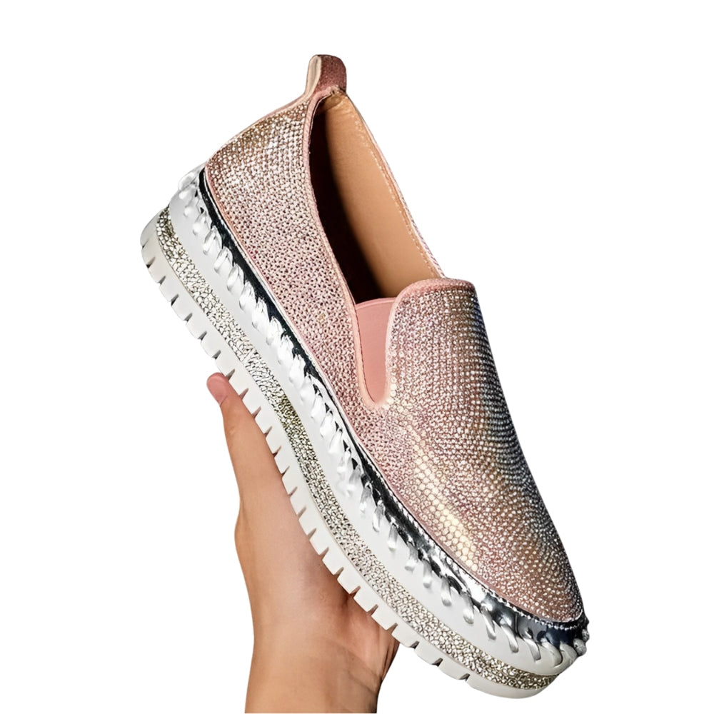Chaussures Femmes à Talon Plat avec Broderies et Pointe Arrondie
