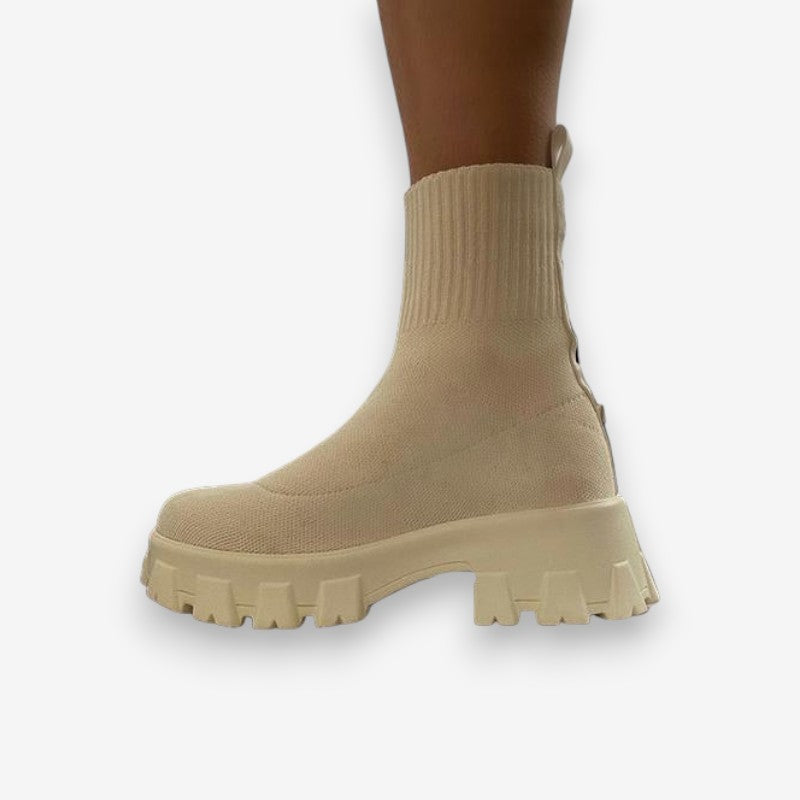 Bottines Femme Hiver avec Semelle Grip et Fermeture Éclair