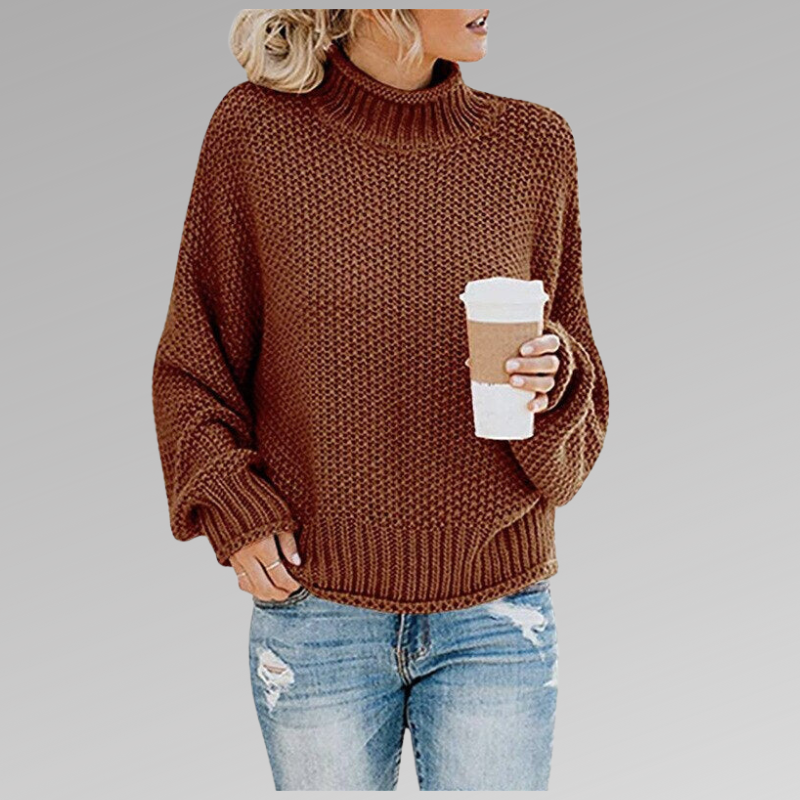 Pull Tricot Femme Coloré Col Roulé