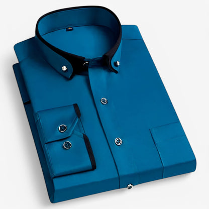 Chemise Homme Décussée Col Contrasté Décontractée