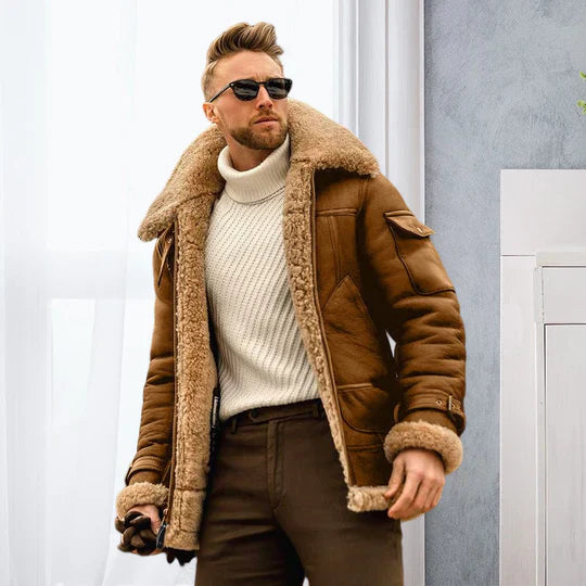 Veste Cuir Homme Hiver – Élégante et Chaude avec Doublure Fourrée