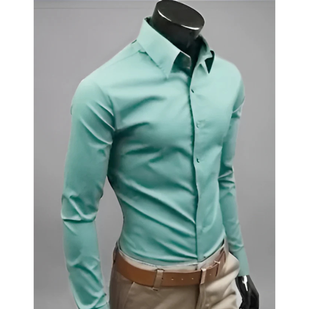 Chemise Homme Élégante Manches Longues Taille Fine