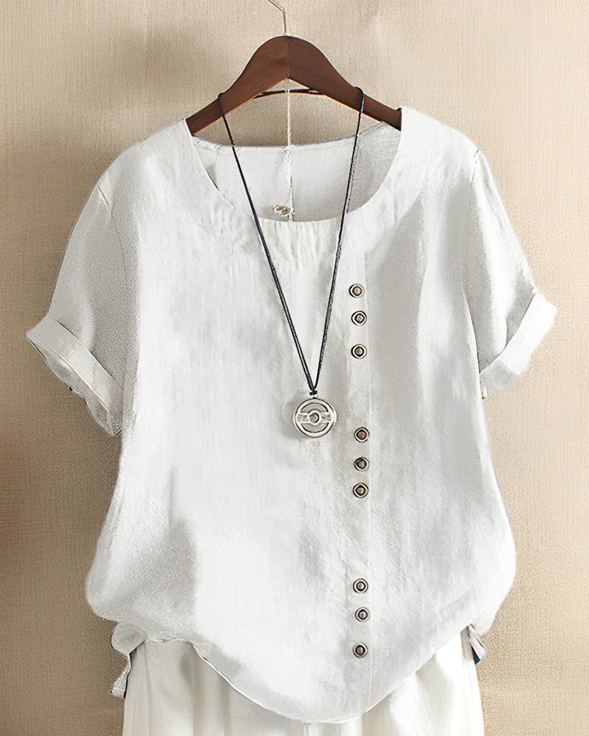 Blouse Décontractée Manches Courtes Col Rond pour Femme