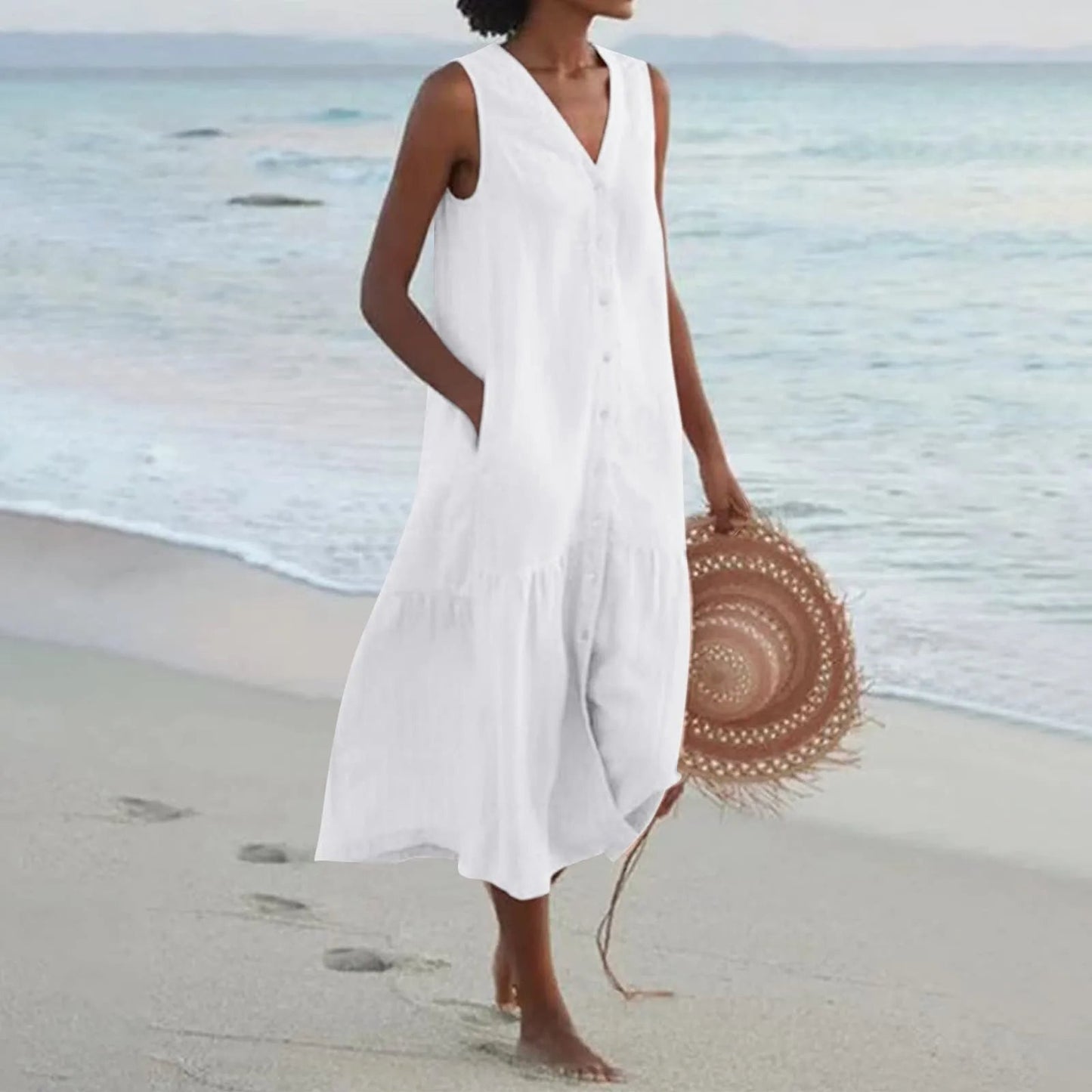 Robe Été Légère en Lin pour Femme - LuxeStyle