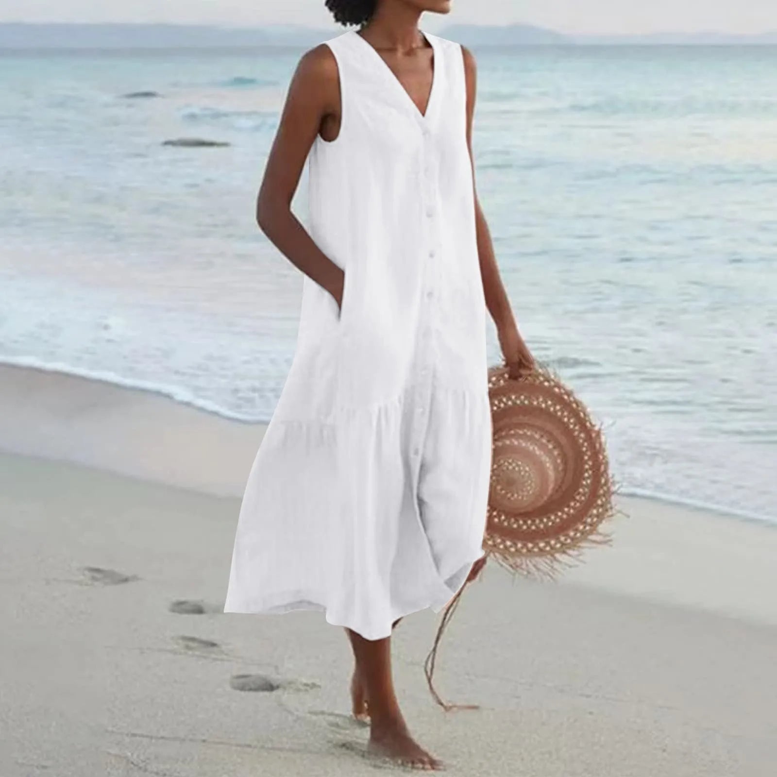 Robe Été Légère en Lin pour Femme - LuxeStyle