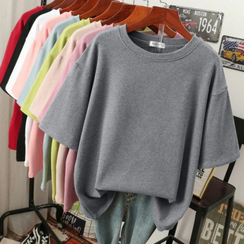T-shirt femme décontracté en coton doux oversize