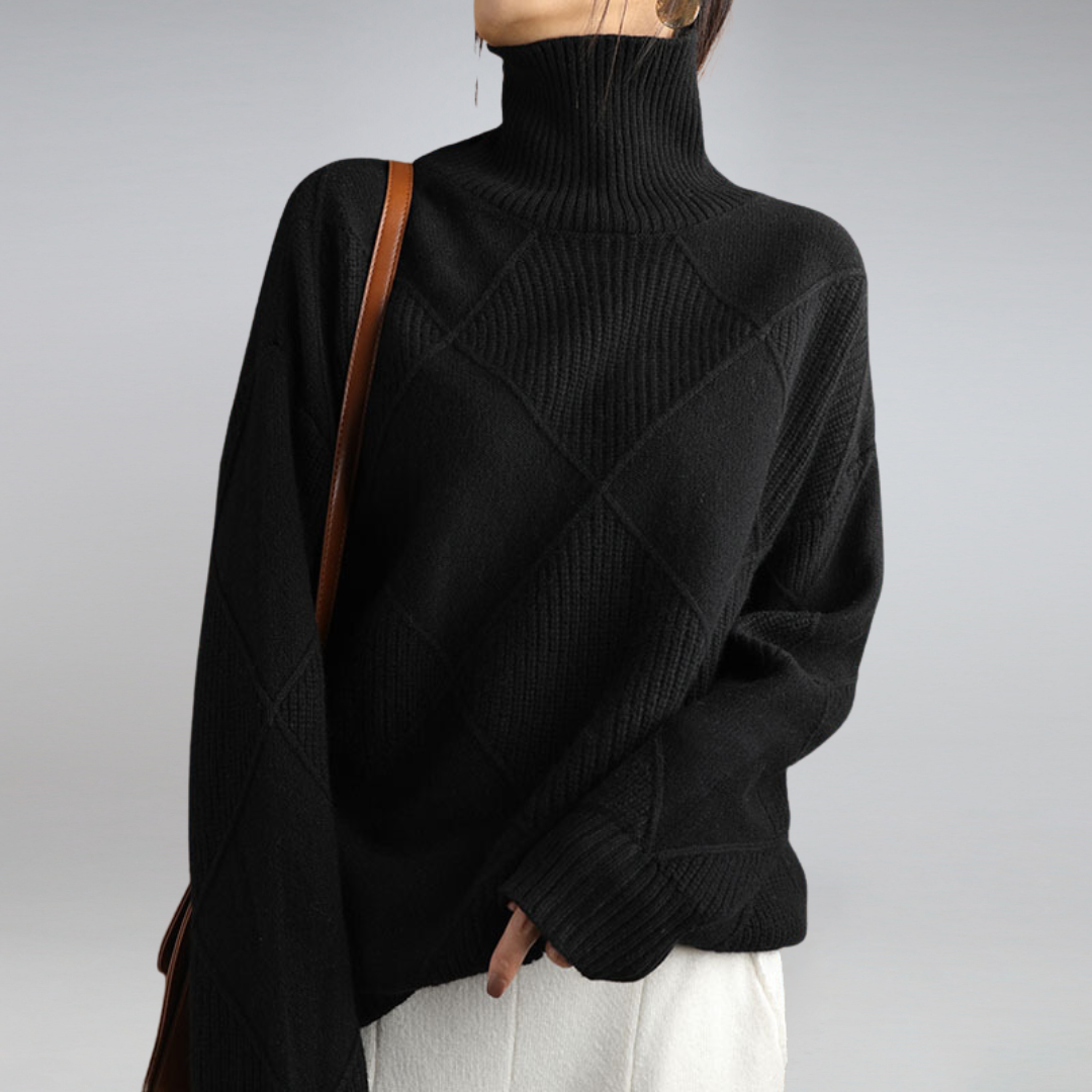 Pull Femme Cachemire Douillet Col Roulé