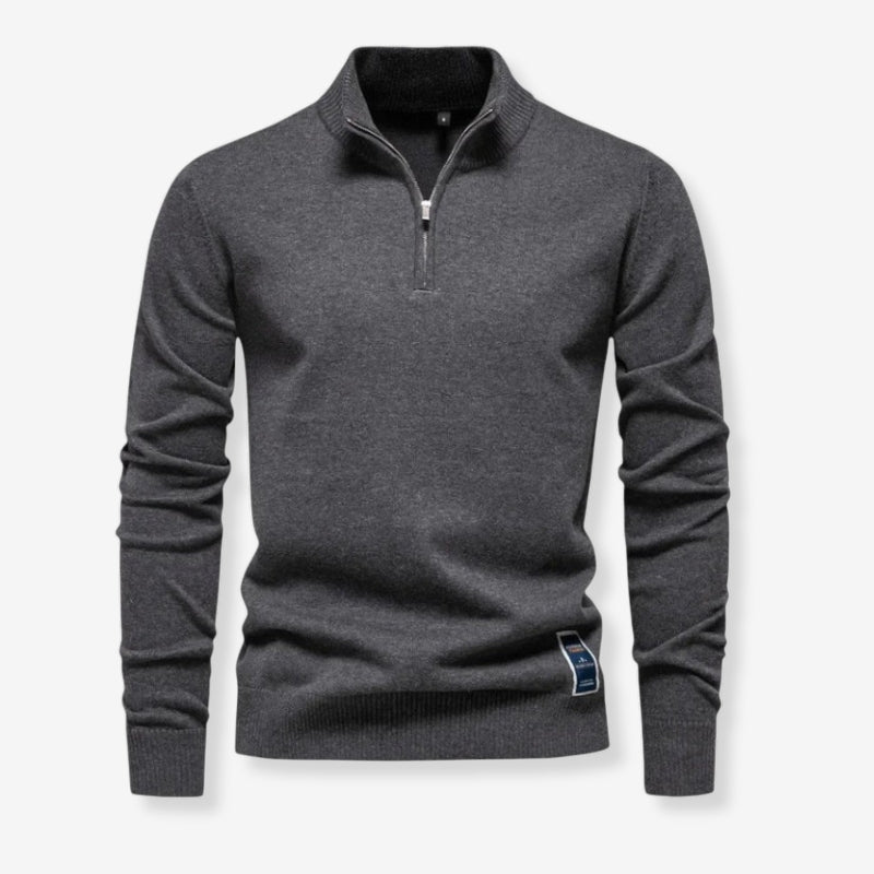 Pull Homme Élégant Manches Longues Col Zippé