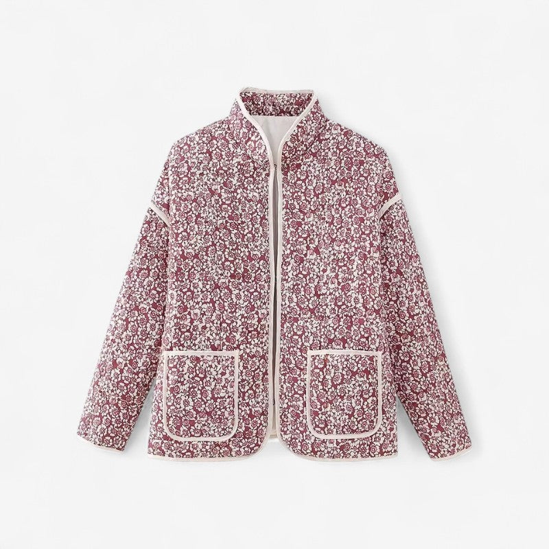 Veste femme fleurie avec manches longues et poches - LuxeStyle