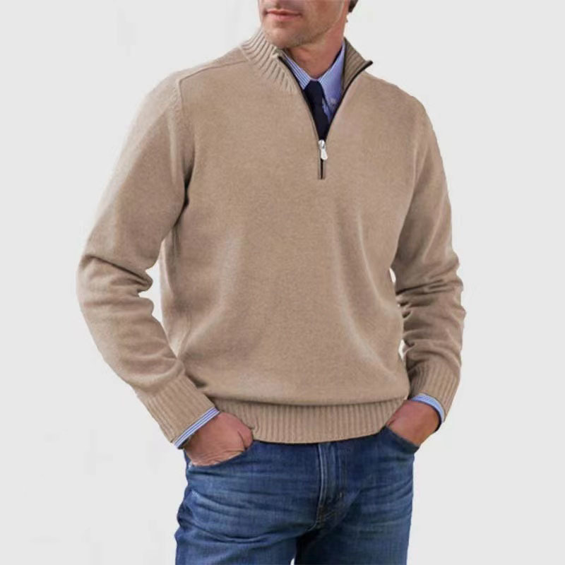 Pull Homme Rouge Doux à Fermeture Éclair