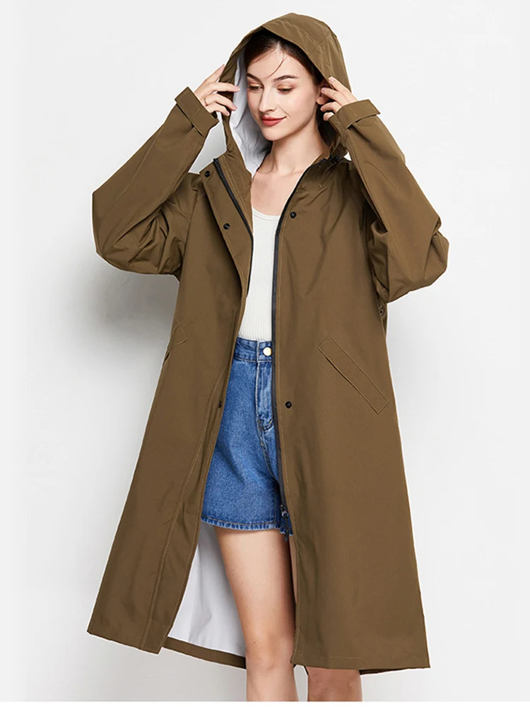 Veste Femme Étanche Légère avec Capuche et Poches