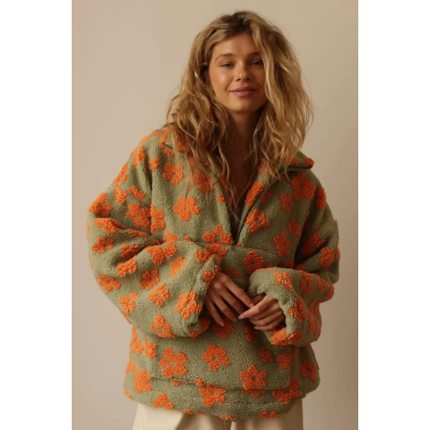 Pull fleuri chic pour femme hiver
