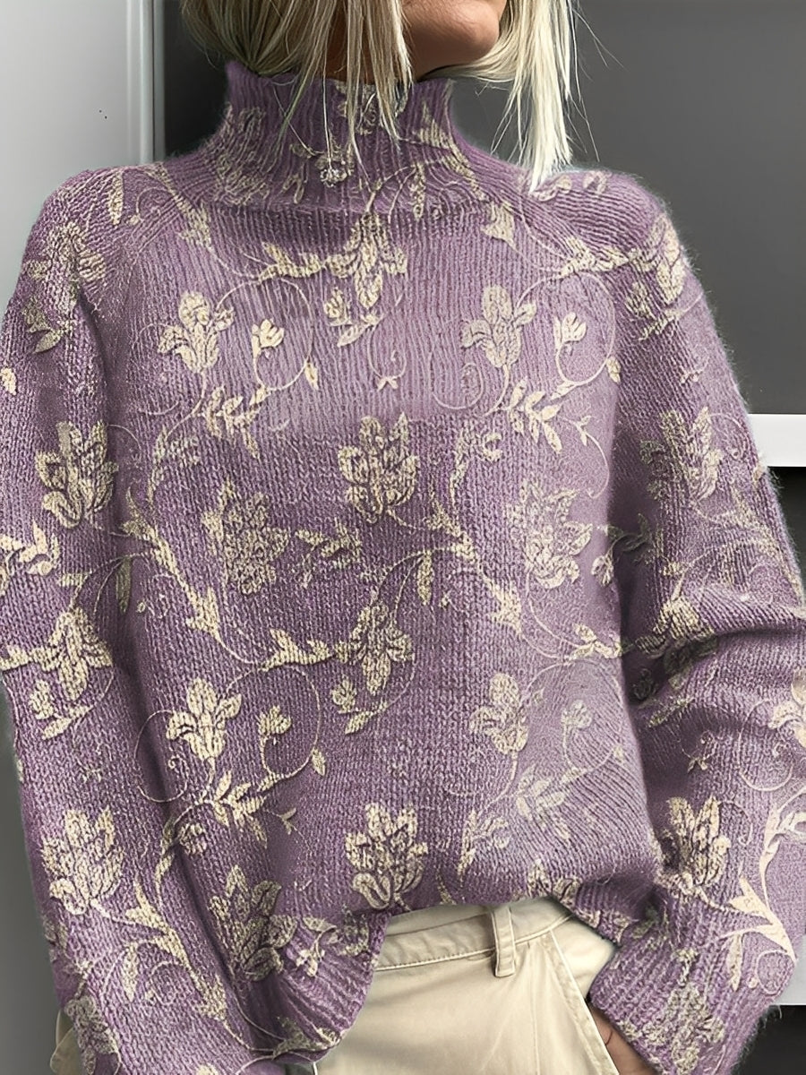 Pull Col Roulé Élégant Femme Hiver