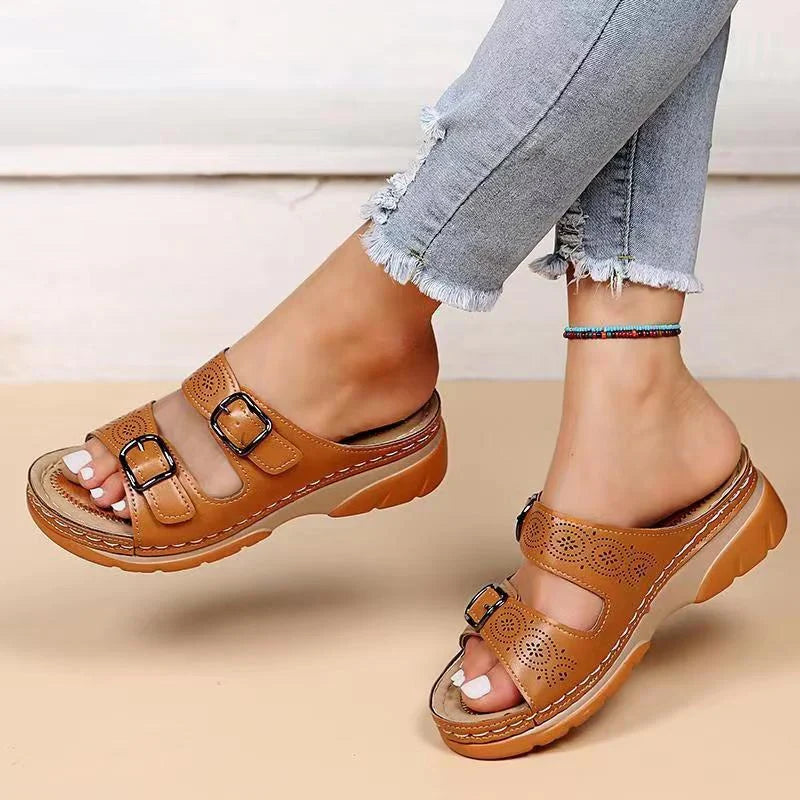 Sandales Femmes Confortables en Cuir Doux