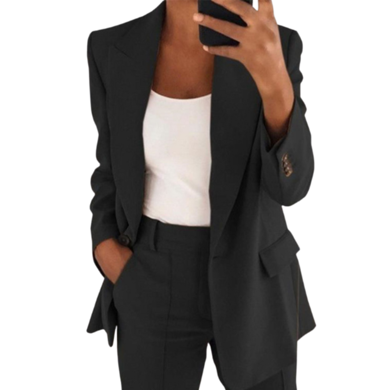 Veste Blazer Féminine Noir Chic à Manches Courtes - LuxeStyle