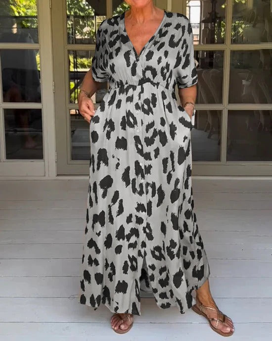 Robe Longue Élégante à Motifs Sauvages pour Femme