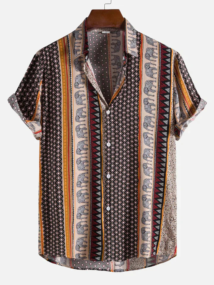 Chemise Estivale à Manches Courtes Éléphant Fashion