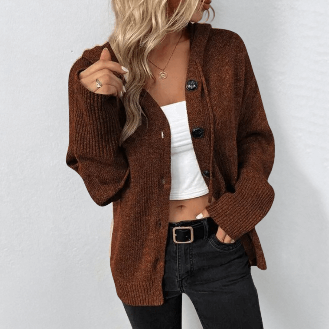 Gilet femme douillet beige boutonné