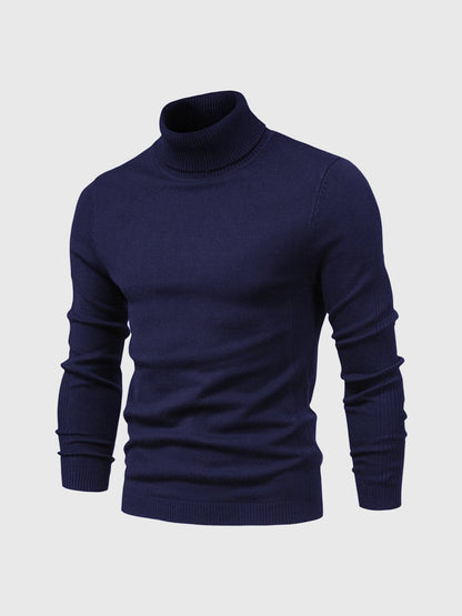 Pull Homme Blanc à Col Roulé Côtelé