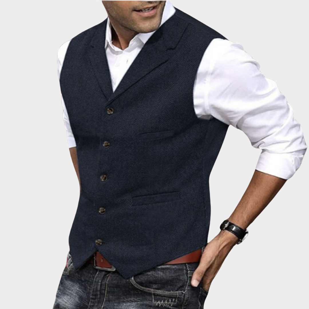 Gilet Homme Gris Mélangé, Style Casual