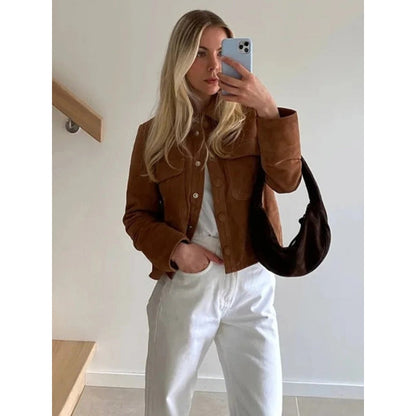 Veste Courte Élégante Boutons Avant