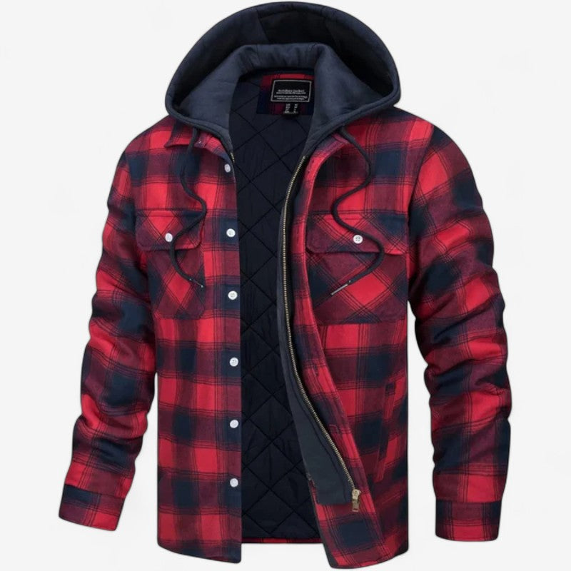 Veste en carreaux classique avec manches longues et poches pratiques