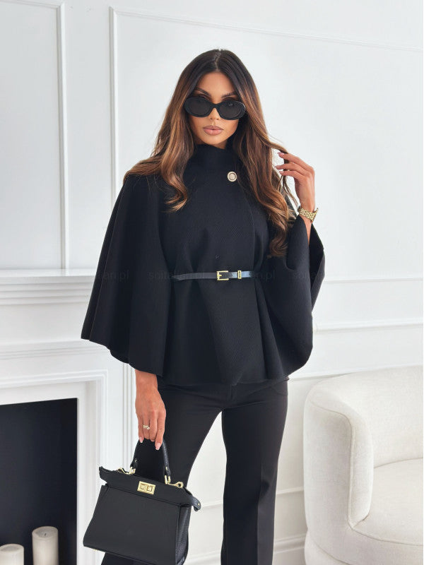 Veste poncho chic avec ceinture et coupe détendue