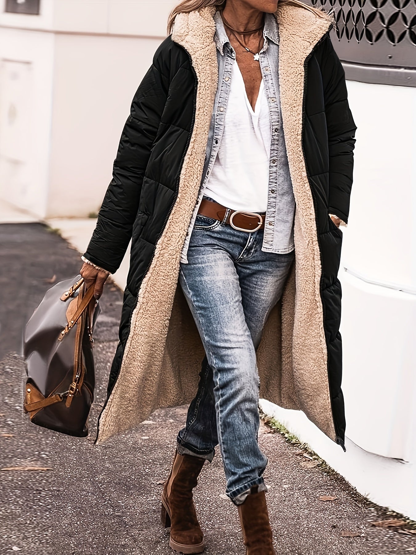 Manteau Femme Hiver Élégant Doublé Polaire - LuxeStyle