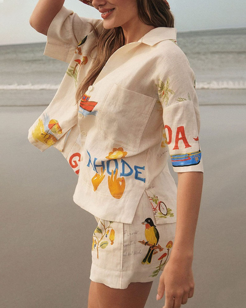Ensemble Été Femme – Tenue Décontractée avec Imprimé Floral, Chemise Douce & Short Respirant - LuxeStyle
