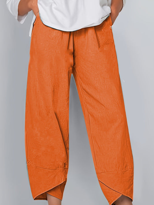 Pantalon femme orange vif, largement confortable et décontracté - LuxeStyle
